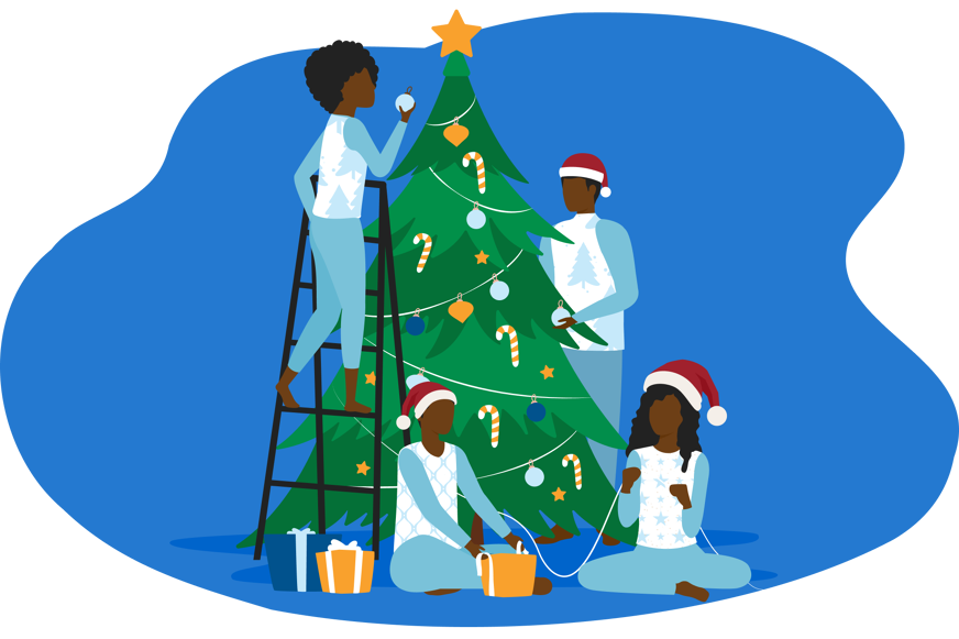 family with christmas pyjamas
